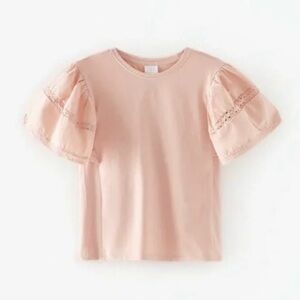Zara Blush Pink Ruffle Sleeve Top